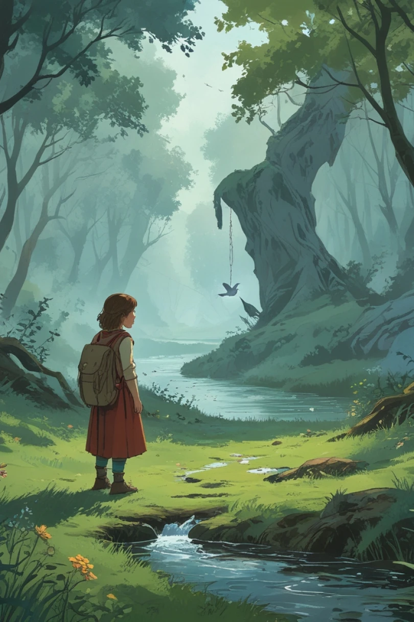Tansy and the River of Names - Children's story cover by Victor Hanlen Cover for story: Tansy and the River of Names