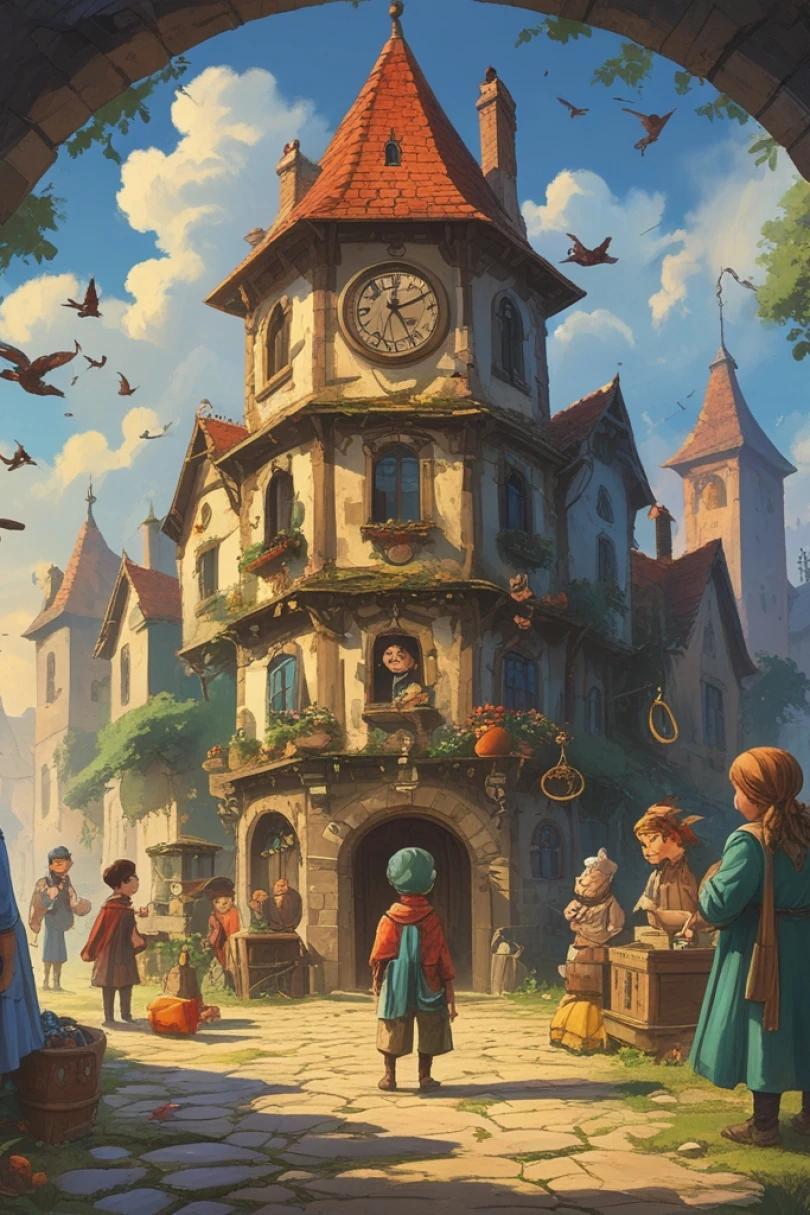 Kellan and the Song Clock - Children's story cover by Ophelia Varn Cover for story: Kellan and the Song Clock