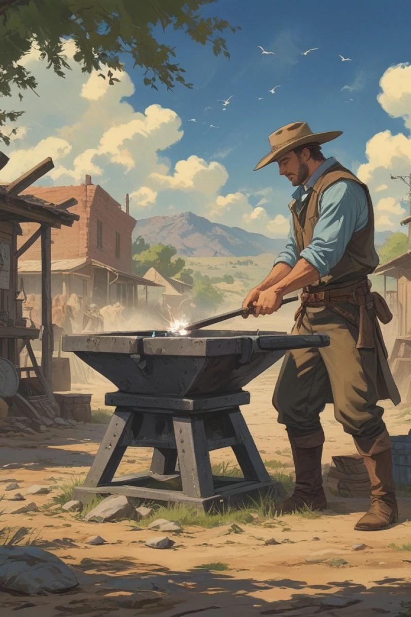 Anvil at Sundown - Western story cover by Marcus Ellert Cover for story: Anvil at Sundown