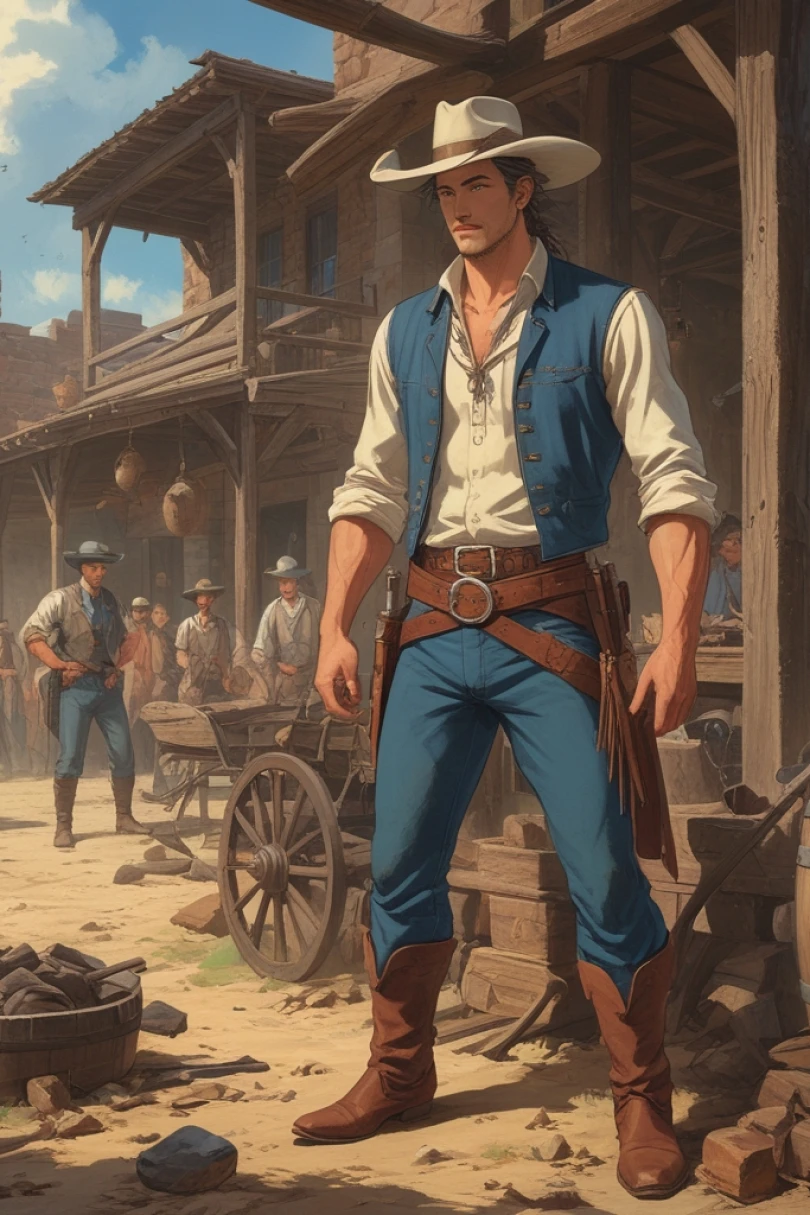 Sparks at Sundown - Western story cover by Roland Erven Cover for story: Sparks at Sundown
