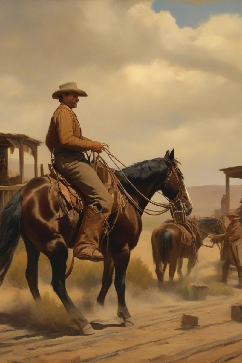 The Last Telegraph of Dustwater - Western story cover by Tobias Harven Cover for story: The Last Telegraph of Dustwater