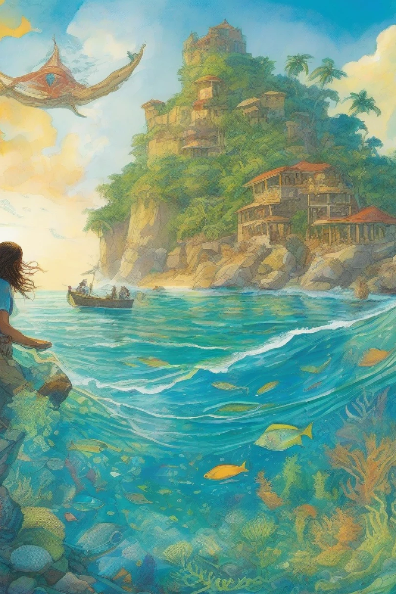 Beyond the Glass Reef - Adventure story cover by Klara Vens Cover for story: Beyond the Glass Reef