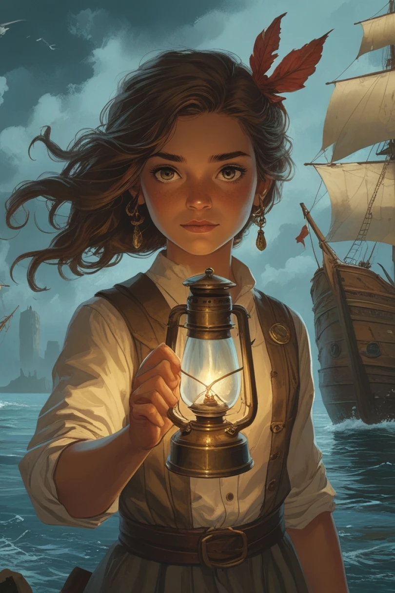 The Lantern of Tethys - Adventure story cover by Sophie Drelin Cover for story: The Lantern of Tethys