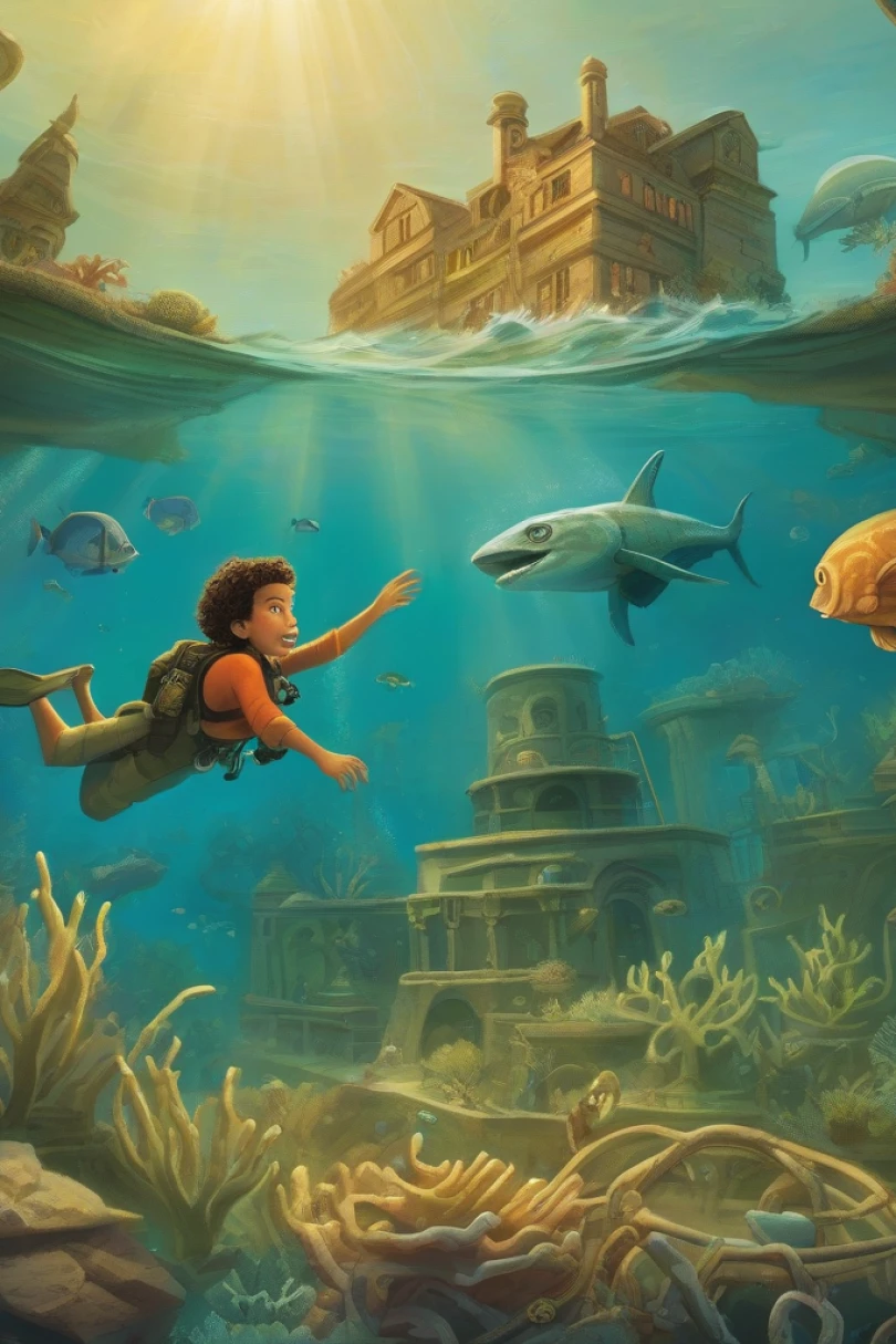 The Coral Compass of Pelagia - Adventure story cover by Julius Carran Cover for story: The Coral Compass of Pelagia
