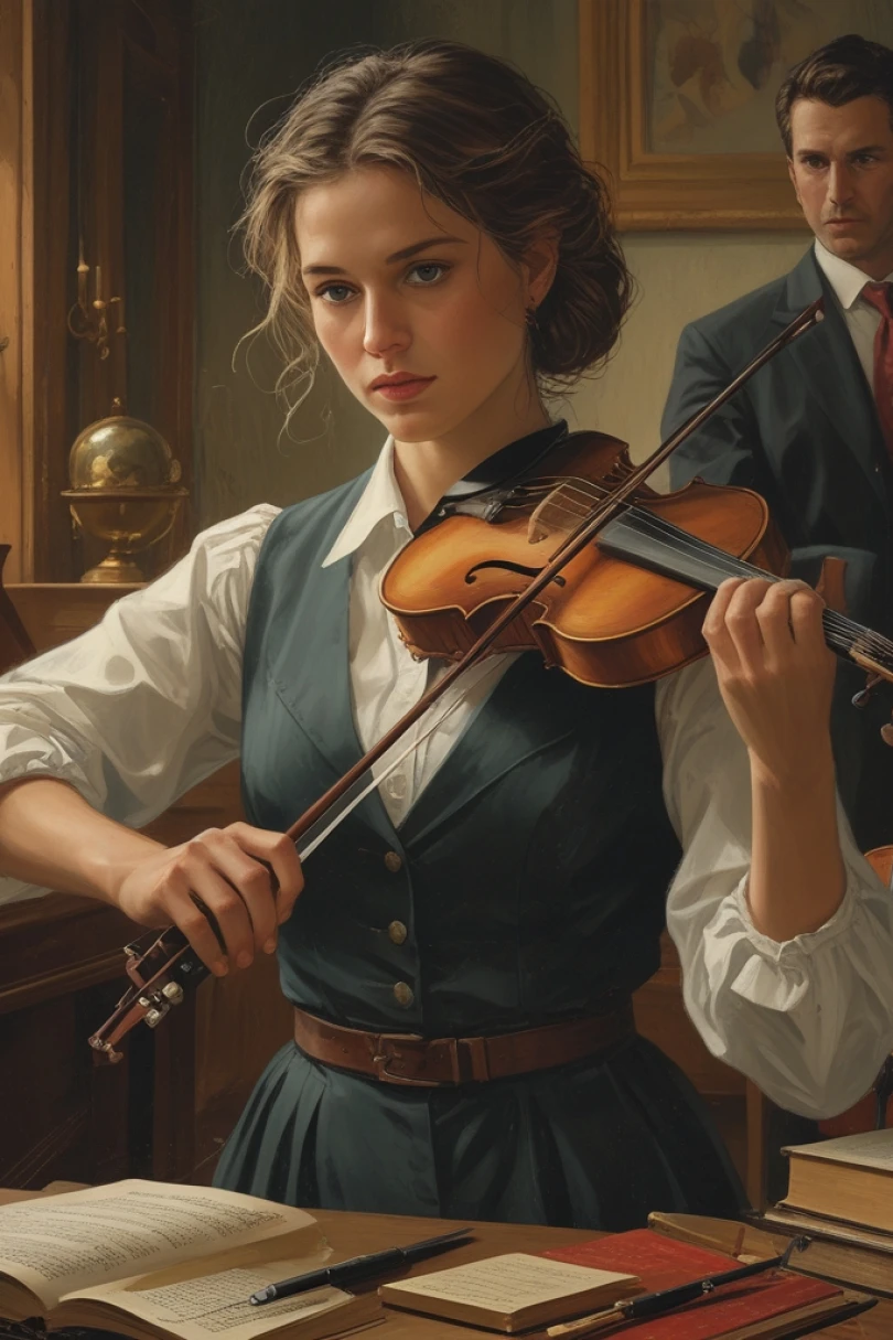 Nobody Hears Old Violins Anymore - Mystery story cover by Ulrika Vossen Cover for story: Nobody Hears Old Violins Anymore