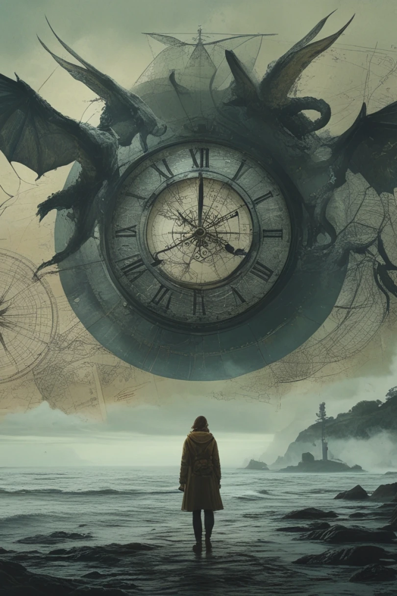 The Tide-Clock Cipher - Mystery story cover by Sabrina Mollier Cover for story: The Tide-Clock Cipher