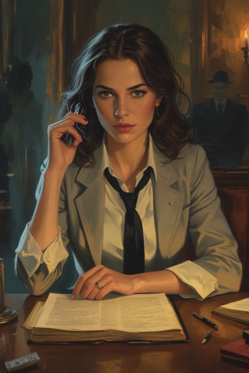 The Silent Ledger - Detective story cover by Sofia Nellan Cover for story: The Silent Ledger