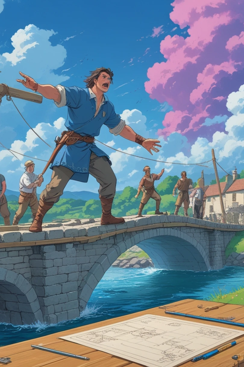 Stone and Measure: The Bridge at Rookmere - Historical story cover by Horace Lendrin Cover for story: Stone and Measure: The Bridge at Rookmere