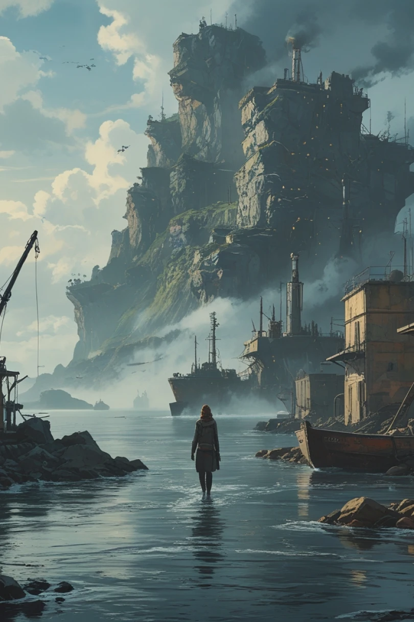 The Ferryman's Signal - Post-Apocalyptic story cover by Karim Solvar Cover for story: The Ferryman's Signal