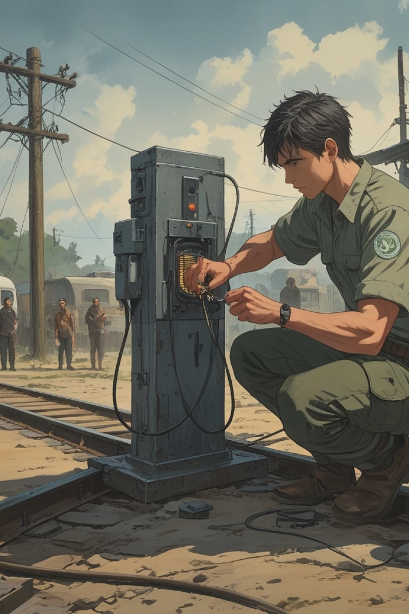 Hands on the Line - Post-Apocalyptic story cover by Edgar Mallin Cover for story: Hands on the Line