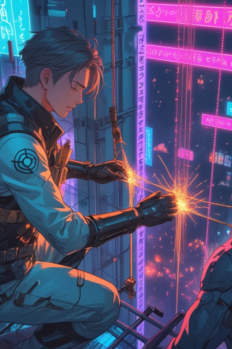 The Tailor's Second Skin - Cyberpunk story cover by Claudia Nerren Cover for story: The Tailor's Second Skin