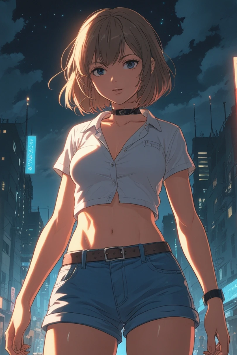 Splicing the Skinline at Dusk - Cyberpunk story cover by Alessandra Bianchi Cover for story: Splicing the Skinline at Dusk