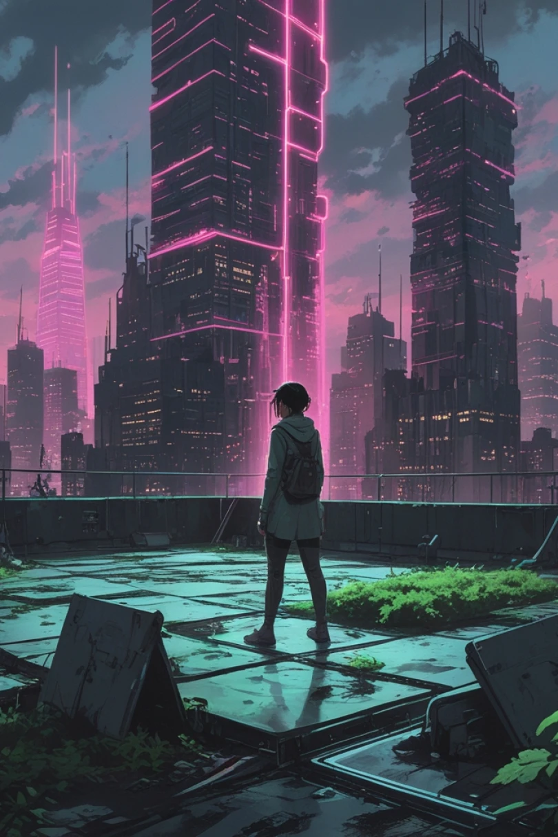Neon Soil - Cyberpunk story cover by Agatha Vorin Cover for story: Neon Soil