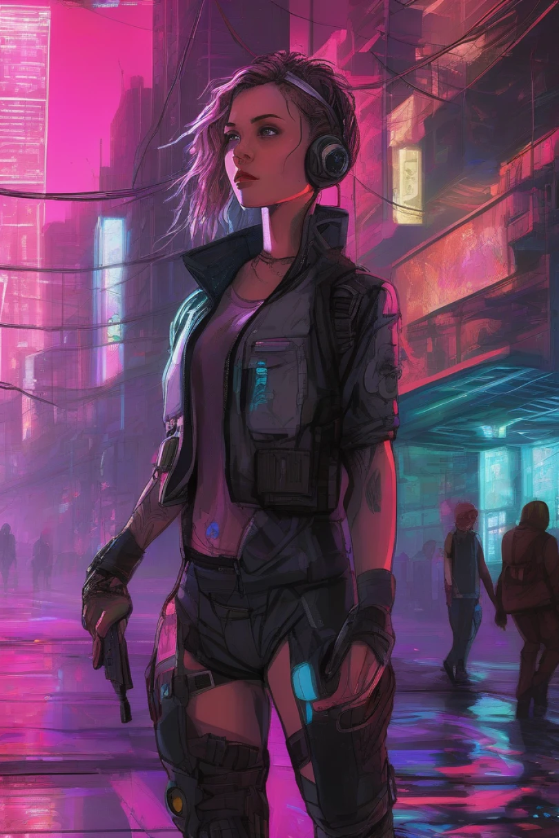 Neon Residue - Cyberpunk story cover by Elias Krovic Cover for story: Neon Residue