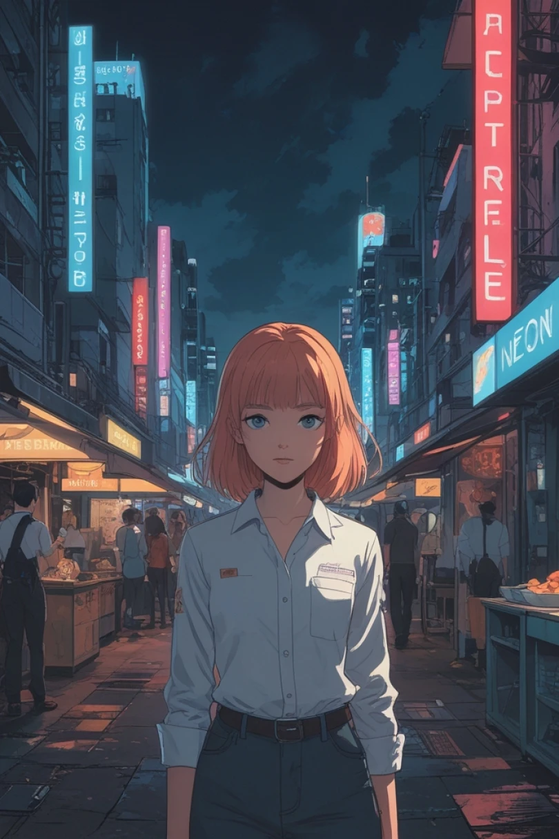 Neon Seam - Cyberpunk story cover by Isolde Merrel Cover for story: Neon Seam