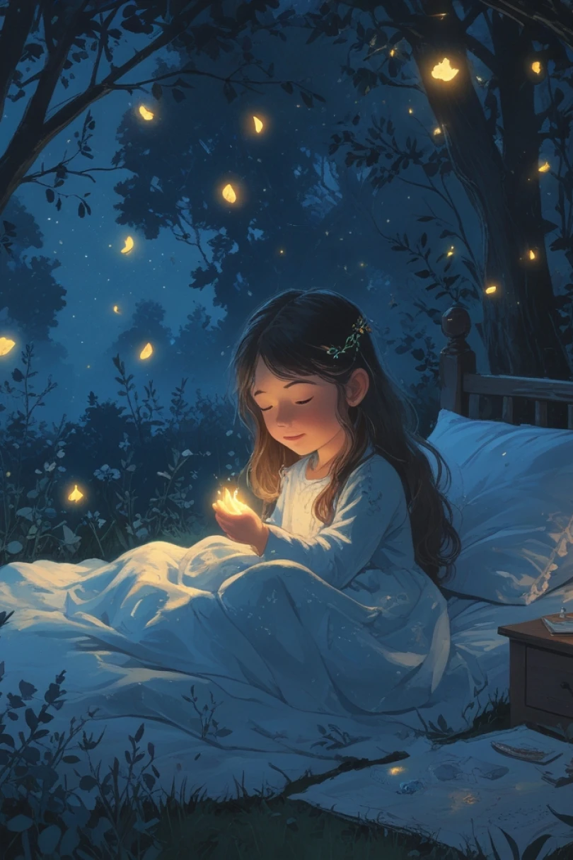 The Night Garden and the Quiet Song - Bedtime story cover by Klara Vens Cover for story: The Night Garden and the Quiet Song
