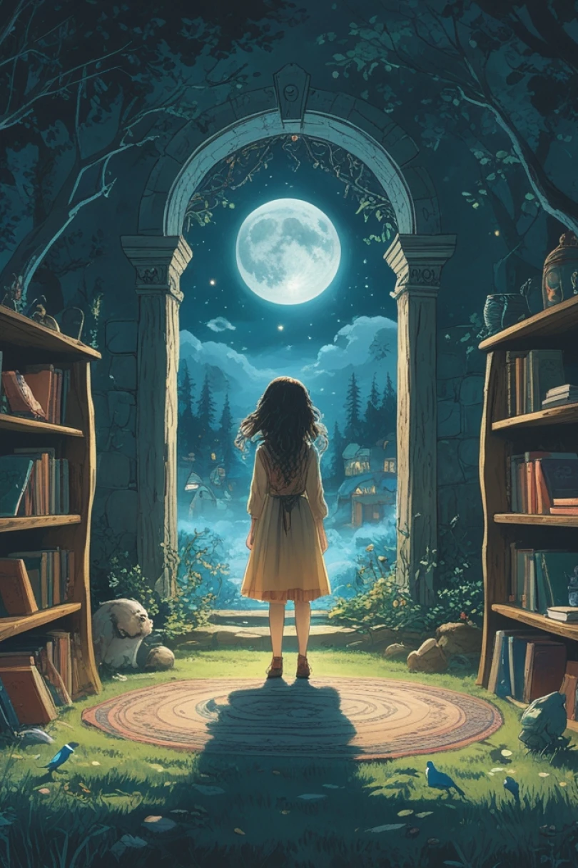 Etta and the Moon's Echo - Bedtime story cover by Ivana Crestin Cover for story: Etta and the Moon's Echo
