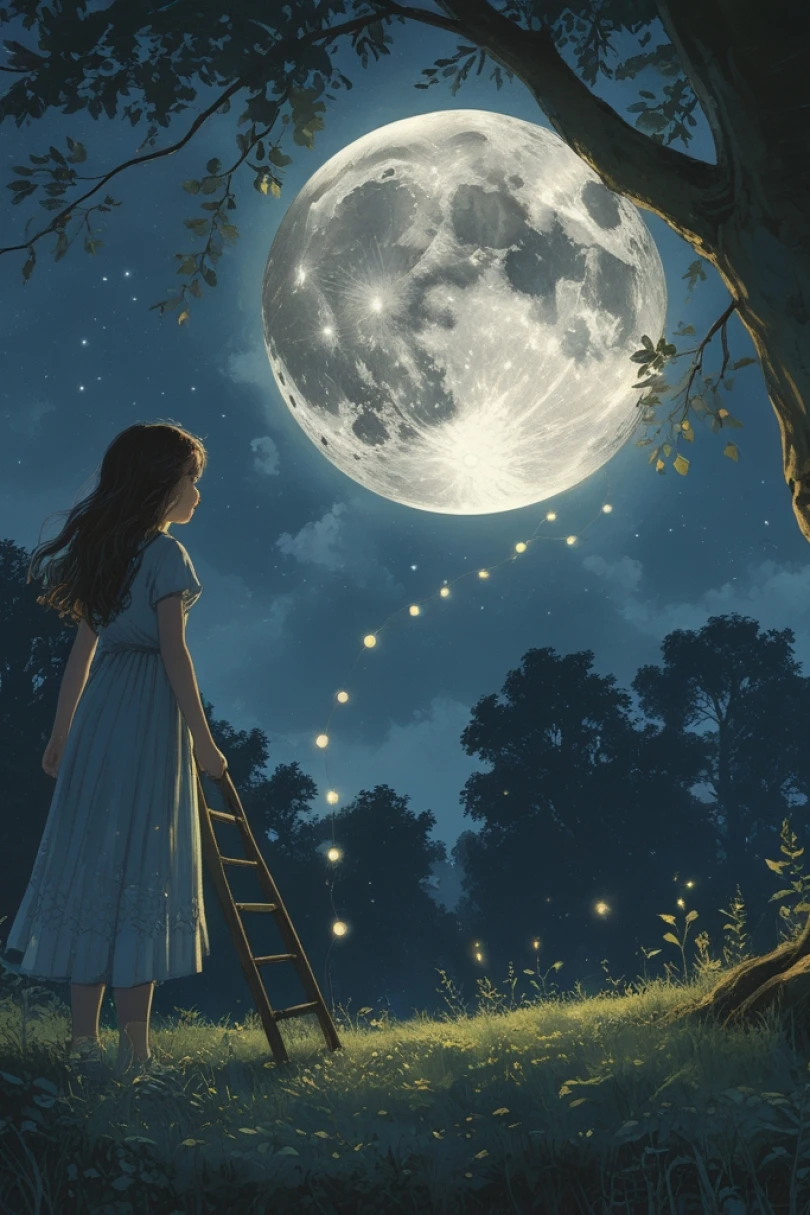 The Moon's Missing Button - Bedtime story cover by Astrid Hallen Cover for story: The Moon's Missing Button