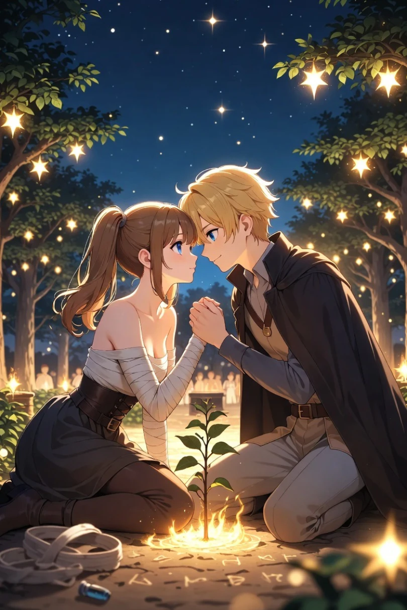 Grove of Borrowed Light - Romantasy story cover by Celina Vorrel Cover for story: Grove of Borrowed Light