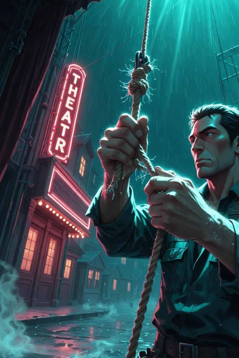 The Rigger Who Tied the Sky - Drama story cover by Marina Fellor Cover for story: The Rigger Who Tied the Sky